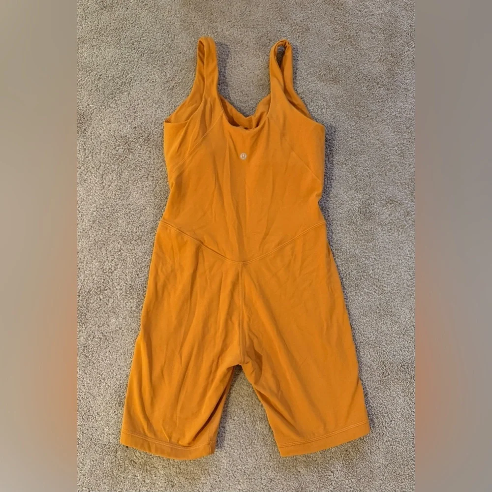 Lululemon Align Onesie 8” Autumn Orange Size 6 Nulu Built-In Bra Rare Color